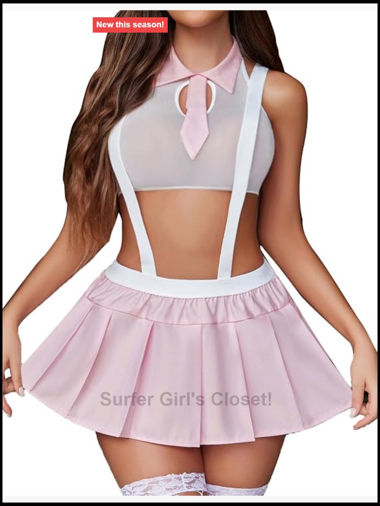 Sheer Crop Top And Mini Skirt Lingerie Set With G-String For Date Night